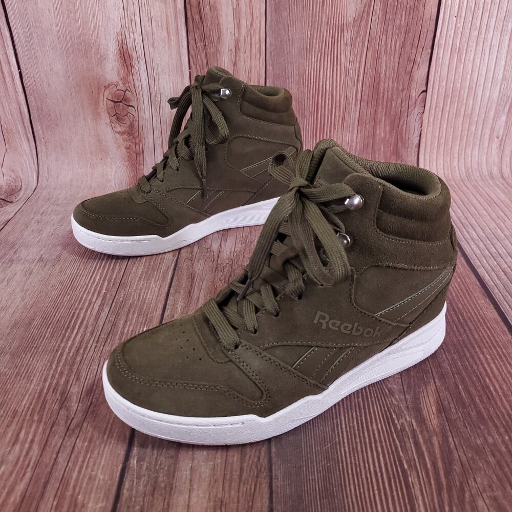 Reebok Olive High-Top Sneakers with White Sole